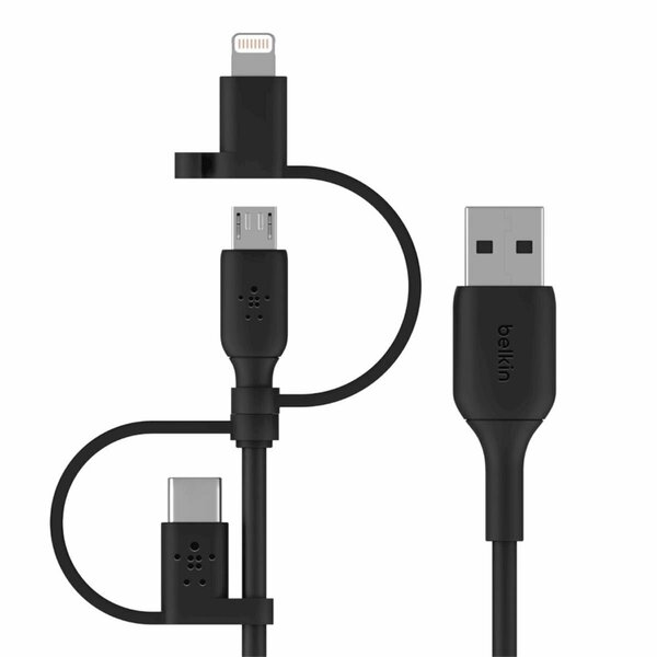 Fasttrack 3.3 ft. USB-A Cable with USB-C, Micro-USB & Lightning Connectors FA3457767